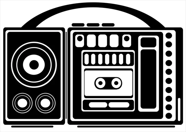Grabadora de cassette portátil sobre fondo blanco — Vector de stock