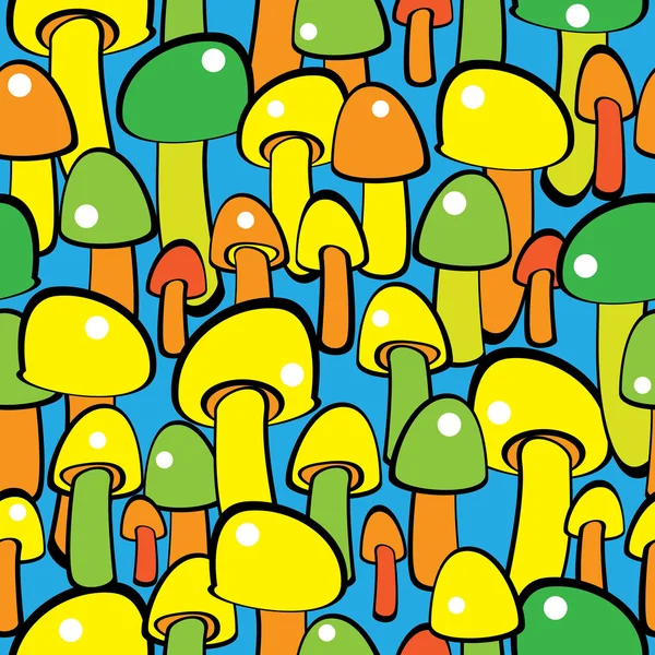 Разноцветные шампиньон грибы бесшовный узор — стоковый вектор