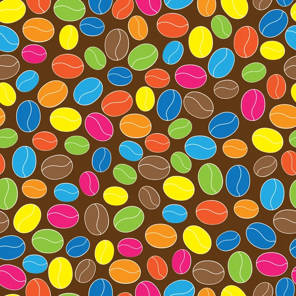 Granos de café multicolores patrón sin costura — Archivo Imágenes Vectoriales