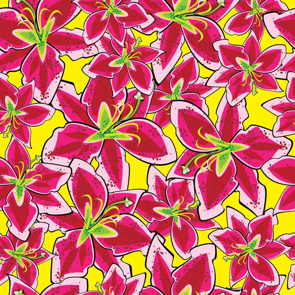 Red lily seamless pattern — Stock Vector