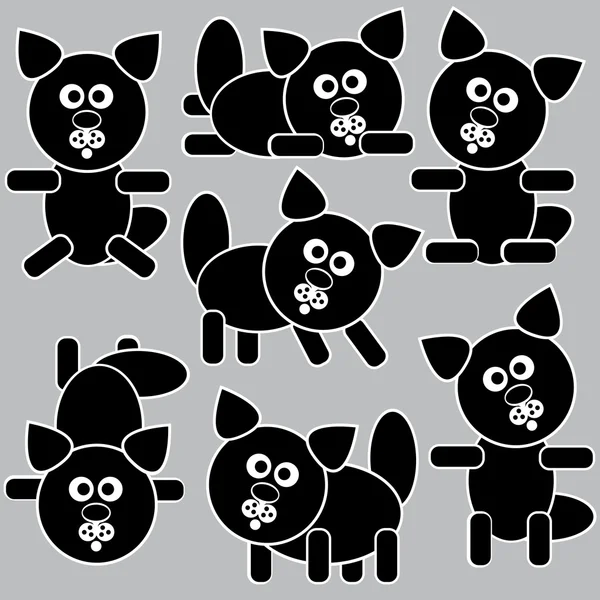 Ikony kočky izolované na šedém pozadí — Stockový vektor