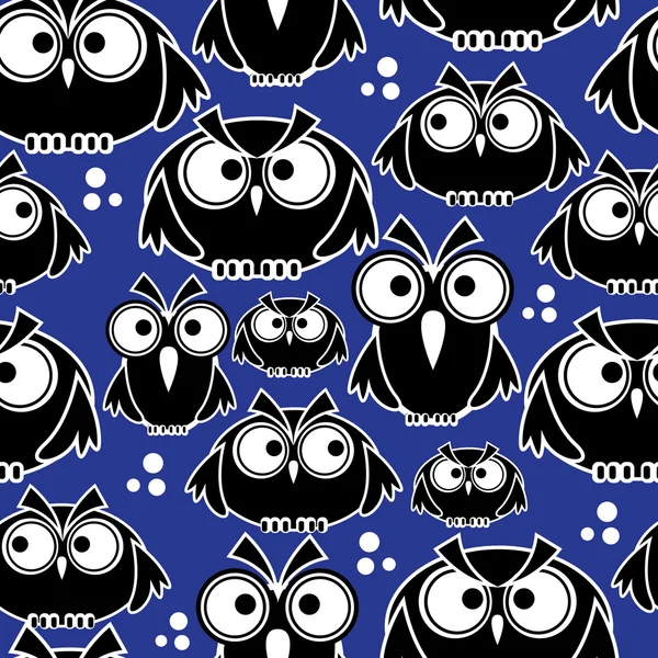 Icônes hiboux noirs motif sans couture — Image vectorielle