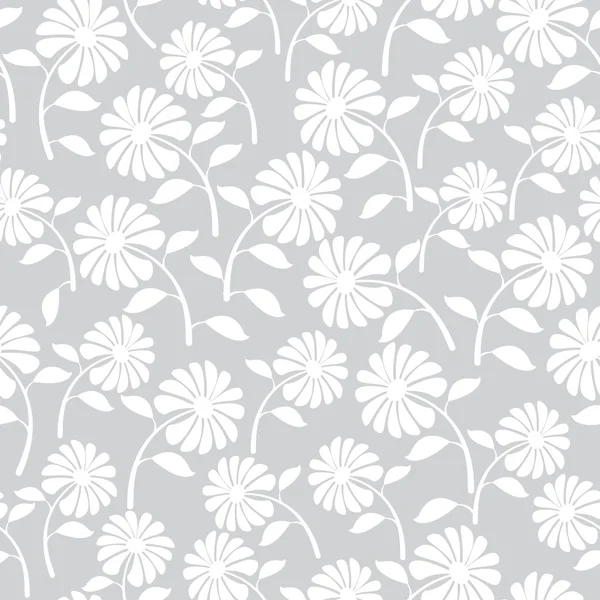 White wild flowers seamless pattern — Stock Vector