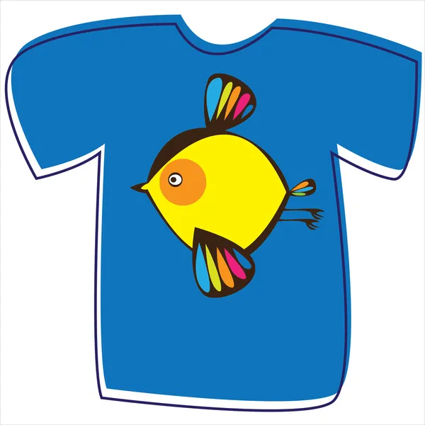 T-shirt met een vogel op witte achtergrond — Stockvector