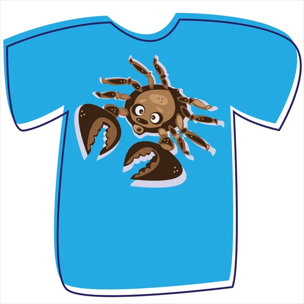 T-shirt met een krab op witte achtergrond — Stockvector