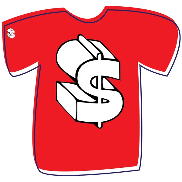 T-shirt con un simbolo di dollaro su sfondo bianco — Vettoriale Stock