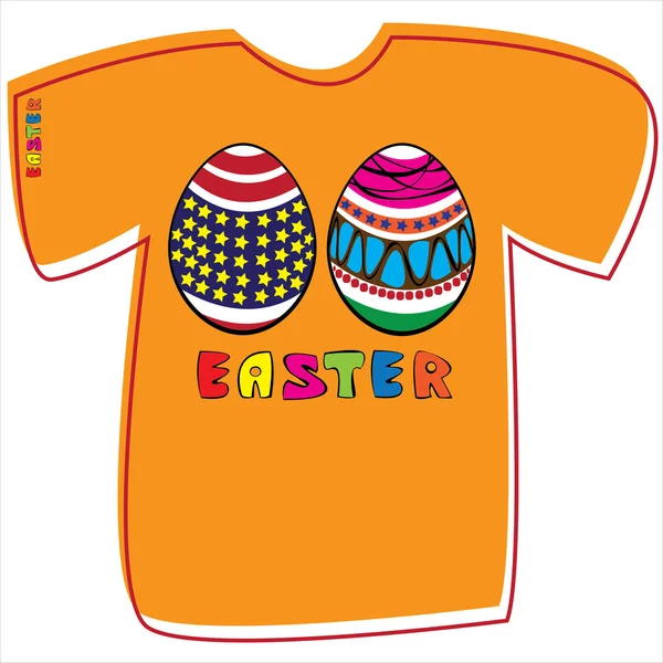 T-shirt with Easter eggs on white background — Stock Vector