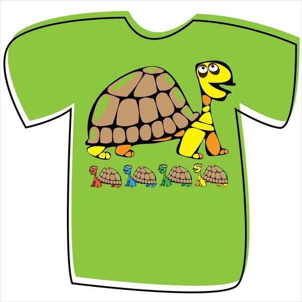 Camiseta con una tortuga sobre fondo blanco — Vector de stock