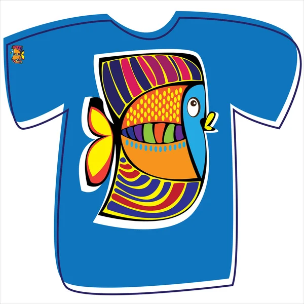 Camiseta con peces sobre fondo blanco — Vector de stock