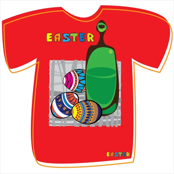 T-shirt with Easter eggs on white background — Stock Vector