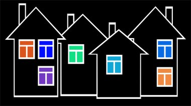 renkli windows ile evler