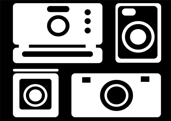 Iconos de cámara aislados sobre fondo negro —  Fotos de Stock