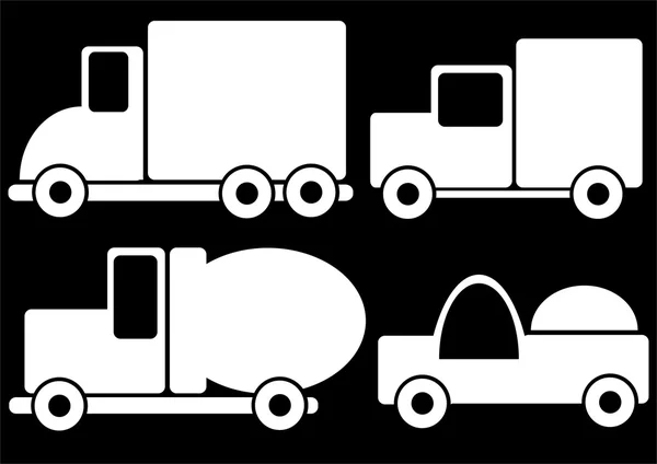 Trucks car icons isolated on black background — Stock Photo, Image