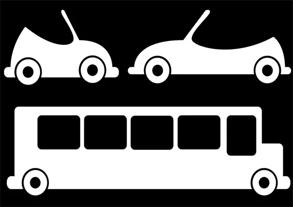 Ikony samochodu na białym tle na czarnym tle — Zdjęcie stockowe