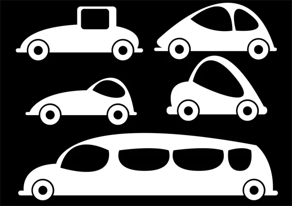 Ikony samochodu na białym tle na czarnym tle — Zdjęcie stockowe