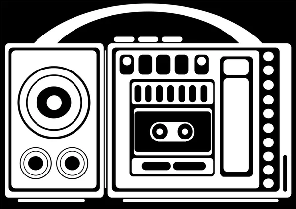 Grabadora de cassette portátil sobre fondo negro — Foto de Stock