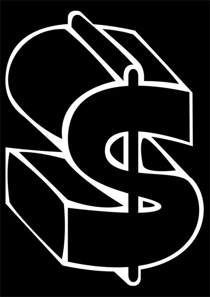 Dollar sign isolated on black background — Stock Photo, Image