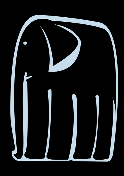 Graphic elephant isolated on black background — Stock Photo, Image