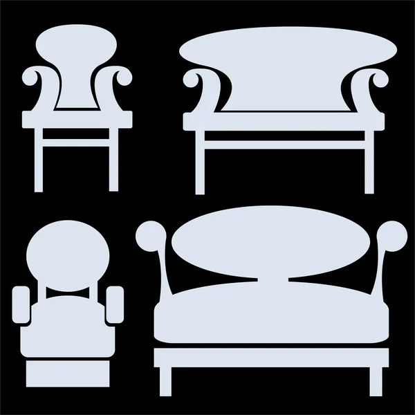 Furniture icons isolated on black background — Stock Photo, Image
