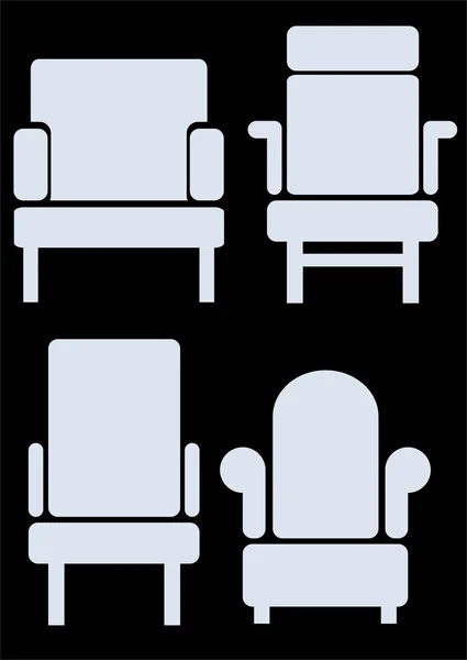Iconos de muebles aislados sobre fondo negro —  Fotos de Stock