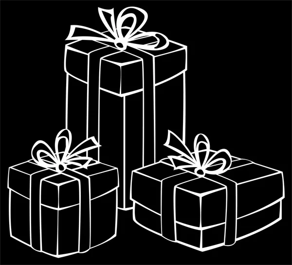 Gift boxes isolated on black background — Stock Photo, Image