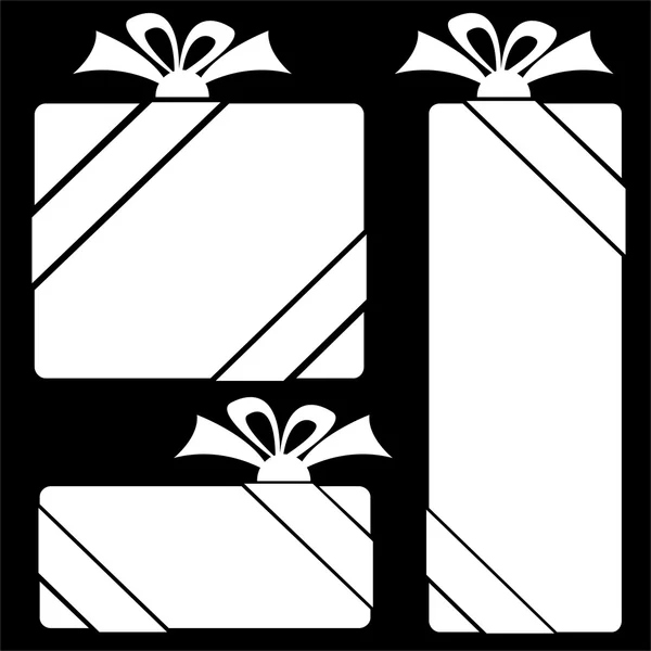 黑色背景上的礼物盒子图标 — 图库照片