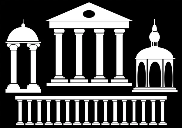 Zestaw klasyczny dom ikona na białym tle na czarnym tle — Zdjęcie stockowe