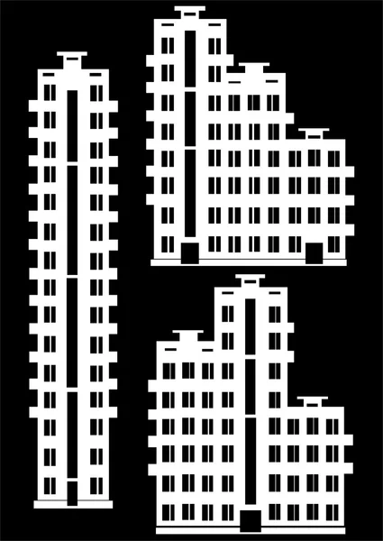 Apartment house icon set isolated on black background — Stock Photo, Image