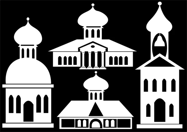 Igrejas ícone conjunto isolado no fundo preto — Fotografia de Stock