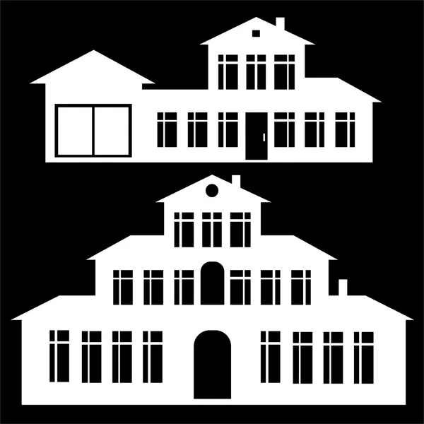 Sada ikon klasický dům izolovaný na černém pozadí — Stock fotografie
