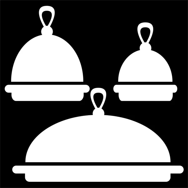 Піктограми кухонного посуду на чорному тлі — стокове фото