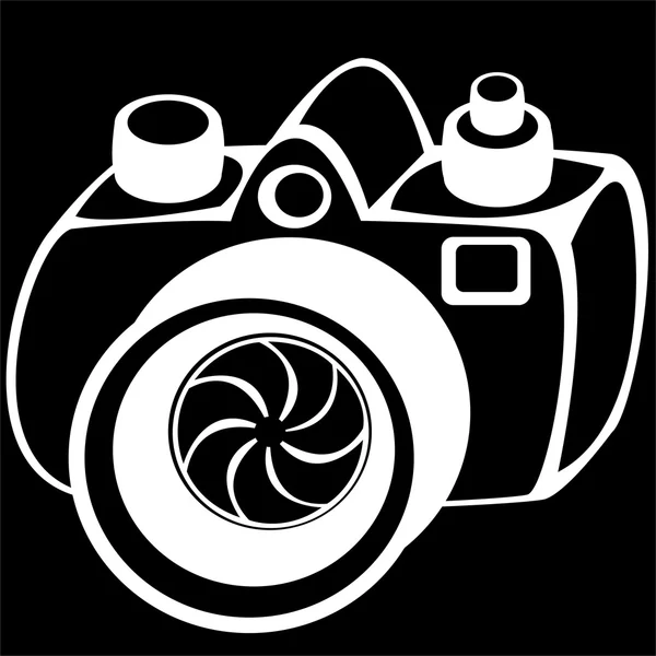 Kamera isoliert auf schwarzem Hintergrund — Stockfoto