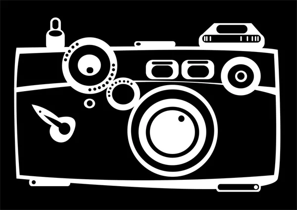 Archiwalne zdjęcie kamerą na białym tle na czarnym tle — Zdjęcie stockowe