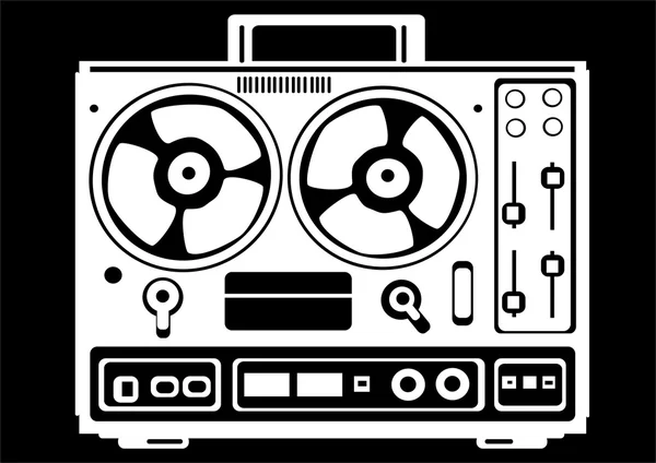 Reel tape recorder on black background — Stock Photo, Image