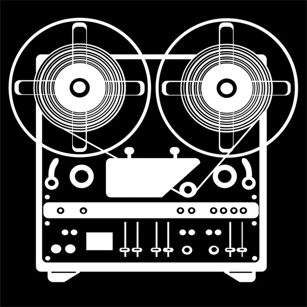 Reel tape recorder on black background — Stock Photo, Image