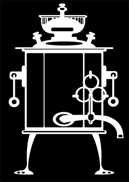 Ilustração samovar no fundo preto — Fotografia de Stock
