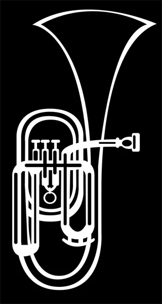 Illustration tuba alto horn on black background — Stock Photo, Image