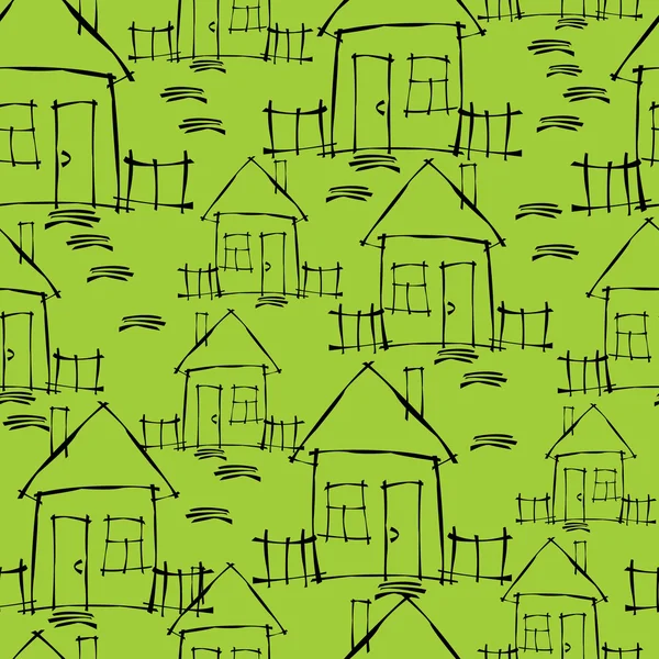 Small house seamless pattern — Stock Vector