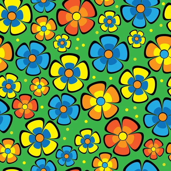 Flores multicolores patrón sin costura — Archivo Imágenes Vectoriales