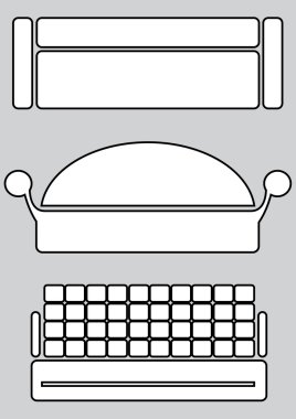 kanepeler simgeler izole gri arka plan üzerinde