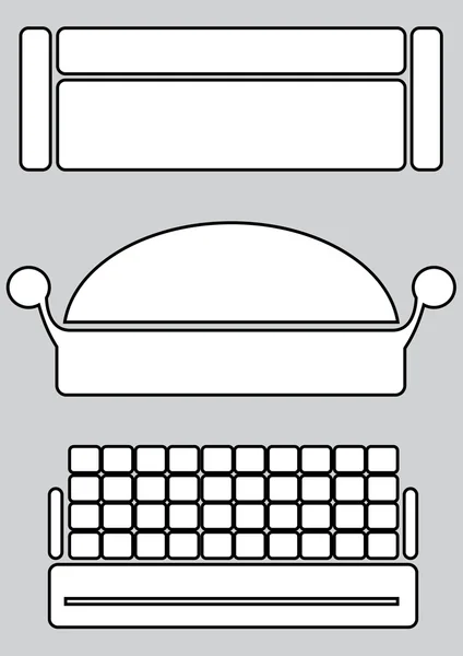 Icônes canapés isolés sur fond gris — Image vectorielle