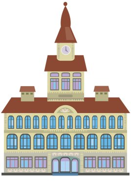 Town Hall building isolated on white background clipart