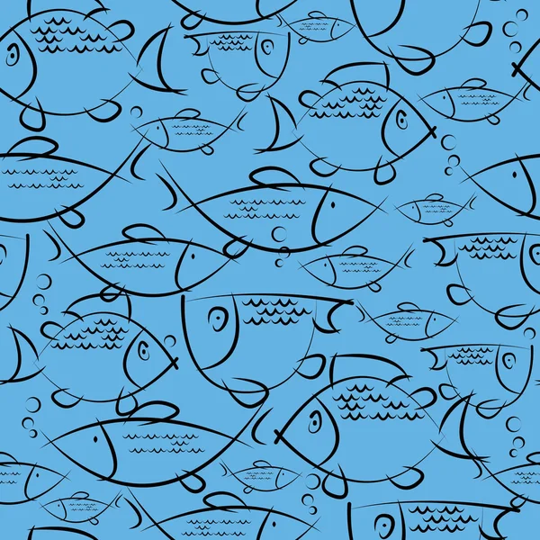 Fish sketches seamless pattern — Stock Vector