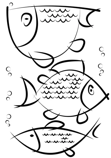 Sketches of fish isolated on white background — Stock Vector