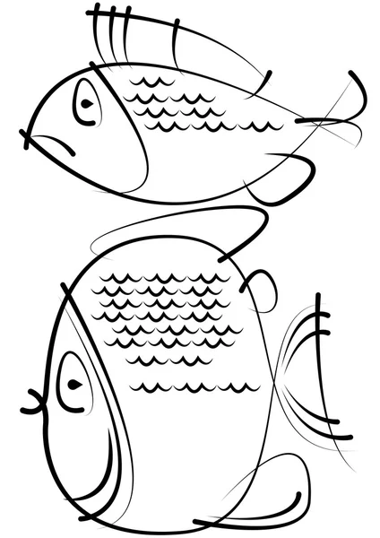 Skisser av fisk isolerad på vit bakgrund — Stock vektor