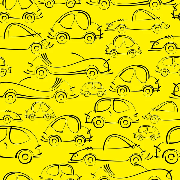 Sketch cars seamless pattern — Stock Vector