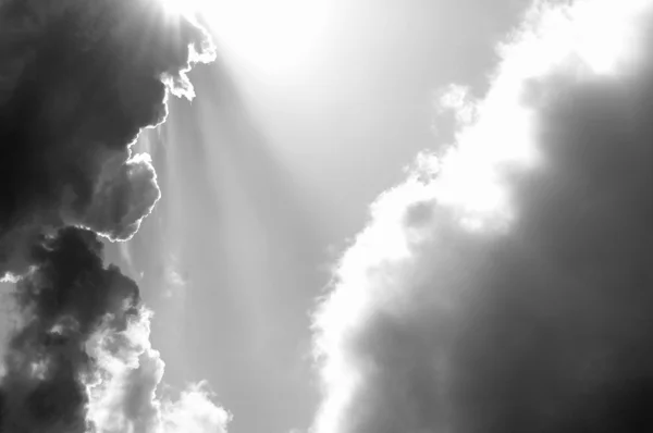 Black Clouds with Sunbeam — Stock Photo, Image