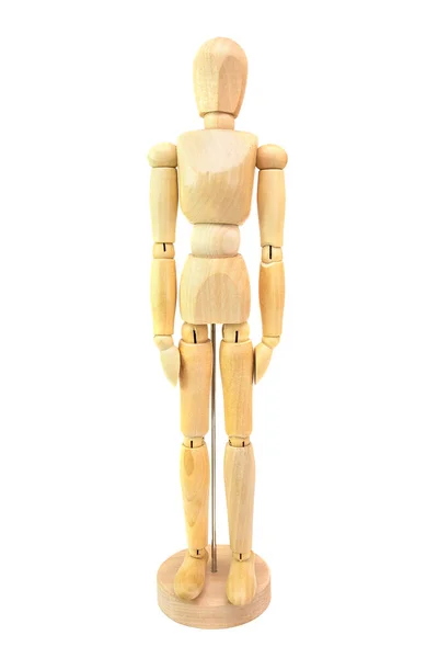 Wooden Figurine Man Stands Static Position Royalty Free Stock Images