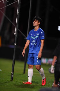 Nonthaburi-thailand-12SEP2021-YOO # 7 BYUNGSOO # 2021 Muangthong ile Chonburi Fc arasında Thailand, Tayland 'daki stadyumda savaşıyor.