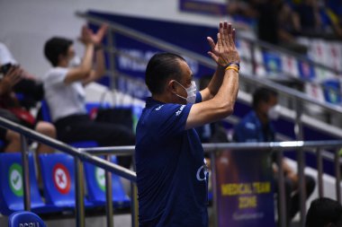 Thanyaburi-Pathumthani-6NOV2021: Newin chidchob Buriram 'ın başkanı bgpu ile Tayland' daki Leo Stadyumu 'nda defnedilmeye karşı bgpu arasında 2021 yılındaki çatışmada birleşti.